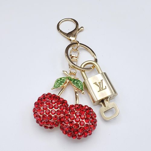 Authentic Louis Vuitton Padlock & Key Gold ✨+ Red Cherry Bag Charm Keychain — image 6