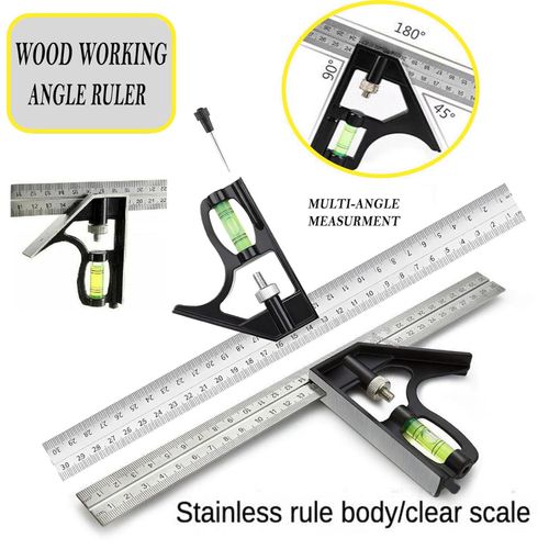300mm Adjustable Engineers Combination Try Square Set 12” Right Angle Guide — image 5