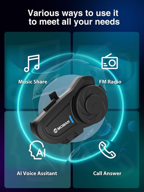 Moman H2Pro Motorcycle Intercom Helmet Wireless 5.1 Communication System 1000M — image 7