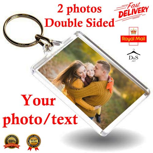 PERSONALISED PHOTO KEYRING Birthday Gift Any Image Text Double Sided Acrylic Key — image 3