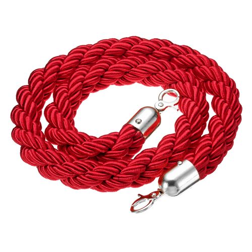1.2m / 3.9Ft Stanchion Rope Barrier Rope Twisted Post Ropes Red Silver — image 1
