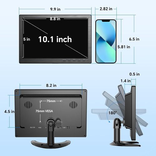 10 inch Security Monitor 1366x768 Resolution Small HDMI Monitor Small PC Monitor — image 5
