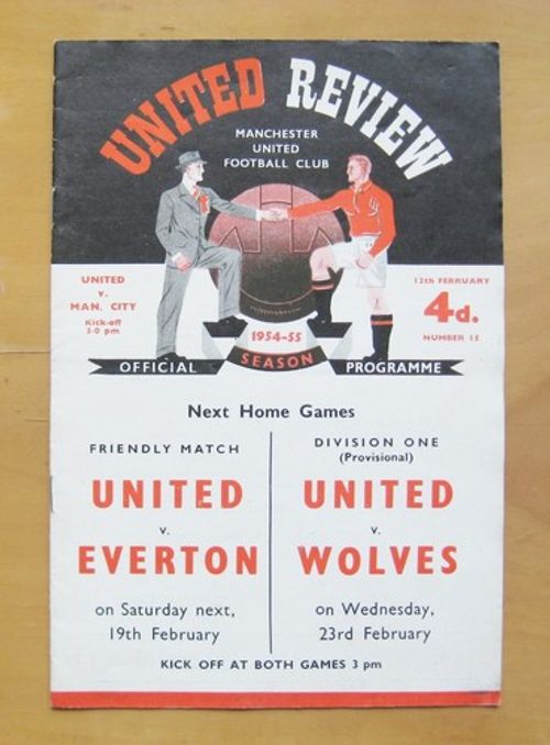 MANCHESTER UNITED v MANCHESTER CITY 1954/1955 *Exc Condition Football Programme*