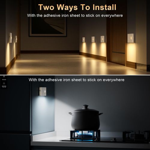 6Pack Motion Sensor Lights Indoor Type-C USB 8.6 x 4.5 x 1.6 cm, White — image 8