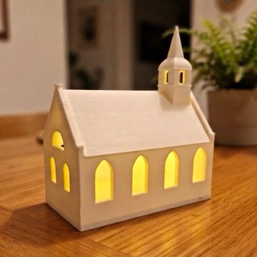 Home Decor Church House Tea Light Holder with LED Tea Light, Christmas Decor