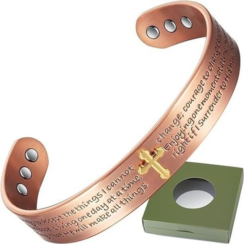 Cross 100% Solid Pure Copper Magnetic Therapy Bracelet Healing Arthritis Unisex