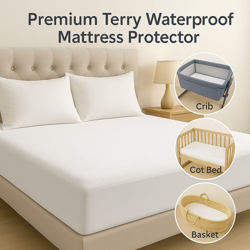 2x Waterproof Moses Basket Mattress Protector | Terry Towelling Fitted Sheet |UK — image 10