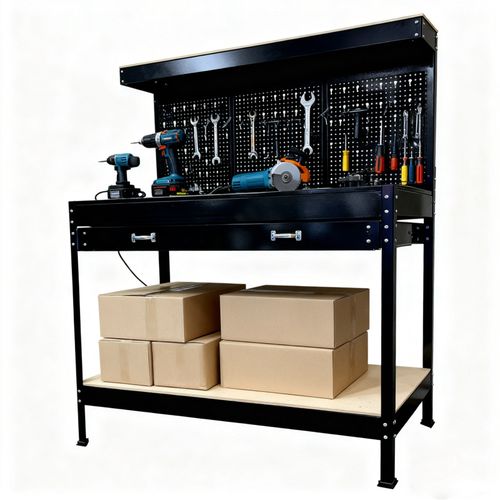 SwitZer Heavy Duty Metal Workbench Garage Table Pegboard Shelf Drawer Workshop — image 10