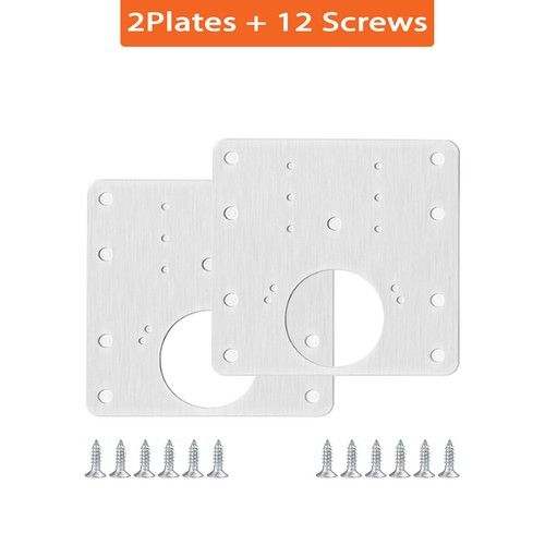 12 Kitchen Cupboard Door Hinge Repair Kit Plate and Fixing Screws Cabinet Hinges