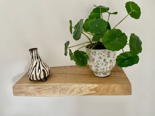 Handmade Oak Floating Solid Shelf Live Edge, Waney Edge, Rustic, Wood, Hardwood — image 3