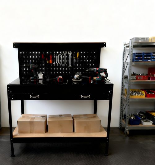SwitZer Heavy Duty Metal Workbench Garage Table Pegboard Shelf Drawer Workshop — image 11