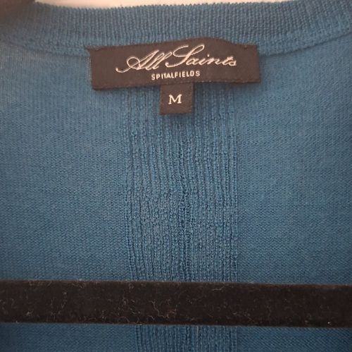 AllSaints Men's Blue Wool V-Neck Button Knit Cardigan, Size M Regular — image 2