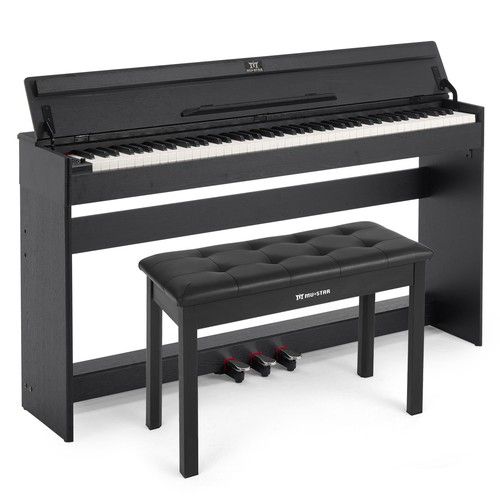 ♬Mustar 88 Keys Semi Weighted Upright Digital Piano MIDI Wooden Stand Stool