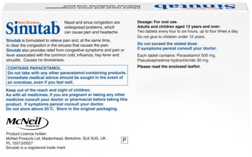 Sinutab Non-Drowsy Congestion Relief - Relieves Sinuses, Headaches - 15 Tablets — image 2
