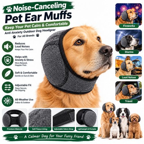 Noise-Canceling Pet Ear Muffs | Anti-Anxiety Outdoor Dog Headgear for All Breeds