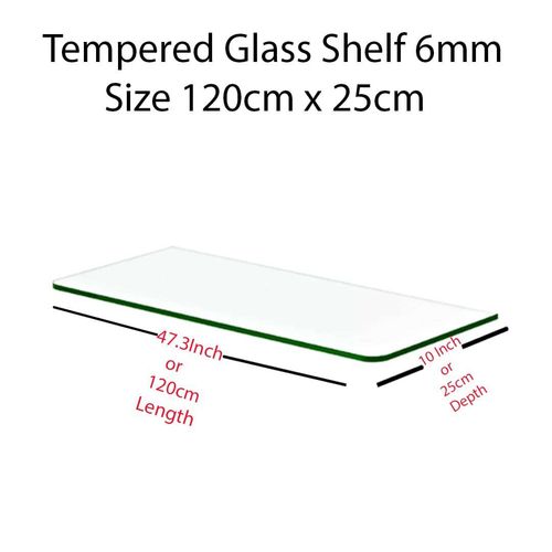 Clear Tempered Glass Shelf / Shelf Panel Storage/  6mm 120cm x 25cm — image 1