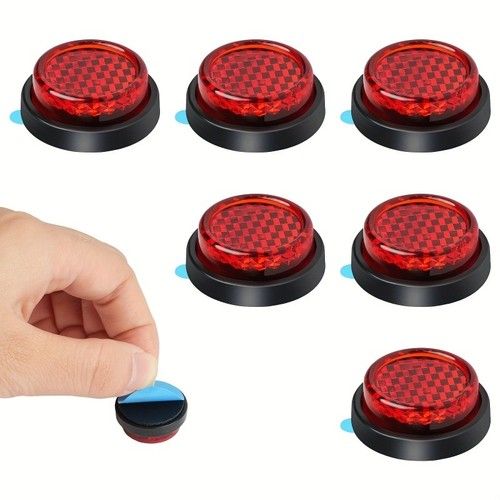 6PCS Self‑Adhesive Motorcycle Reflectors – 22mm Red Safety Stick‑On Set