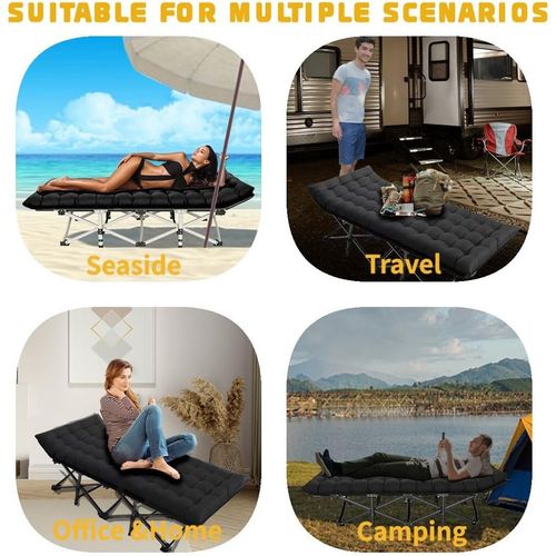 Camping Cot Heavy-Duty Portable Camping Bed  Folding Sleeping Bed with Mattress — image 13
