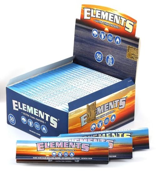 ELEMENTS Ultra Thin Slim King Size Rolling Papers | Full Box of 50 Booklets