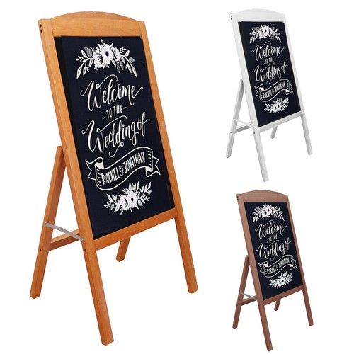 Large Wooden A-Frame Chalkboard Sign Rustic Standing Outdoor Sandwich Board Sign