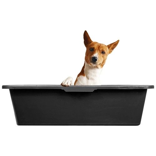 Dog Bath Tub with Drain Valve Black Plastic 40L 65L 90L Pet Wash Grooming