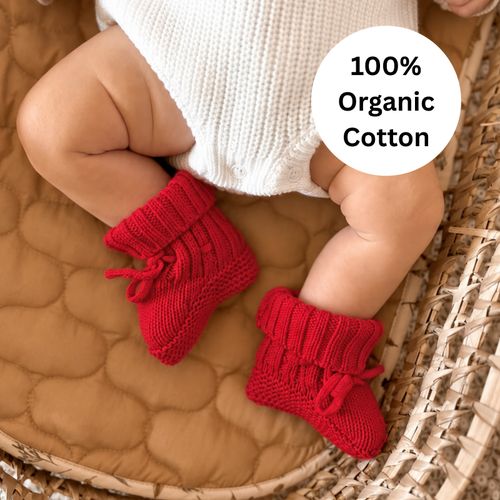 Red, Pink or White Knit Baby Bow Headband Topknot, 0-3m, 100% Organic Cotton — image 15