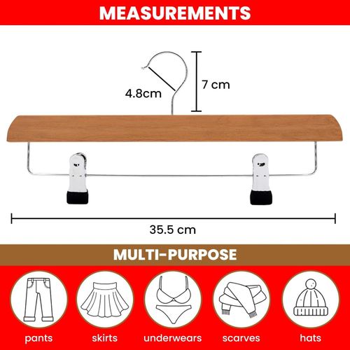 Wooden Hangers With Clips, Clamp Trousers Skirt Hangers For Clothes Space Saver — image 2
