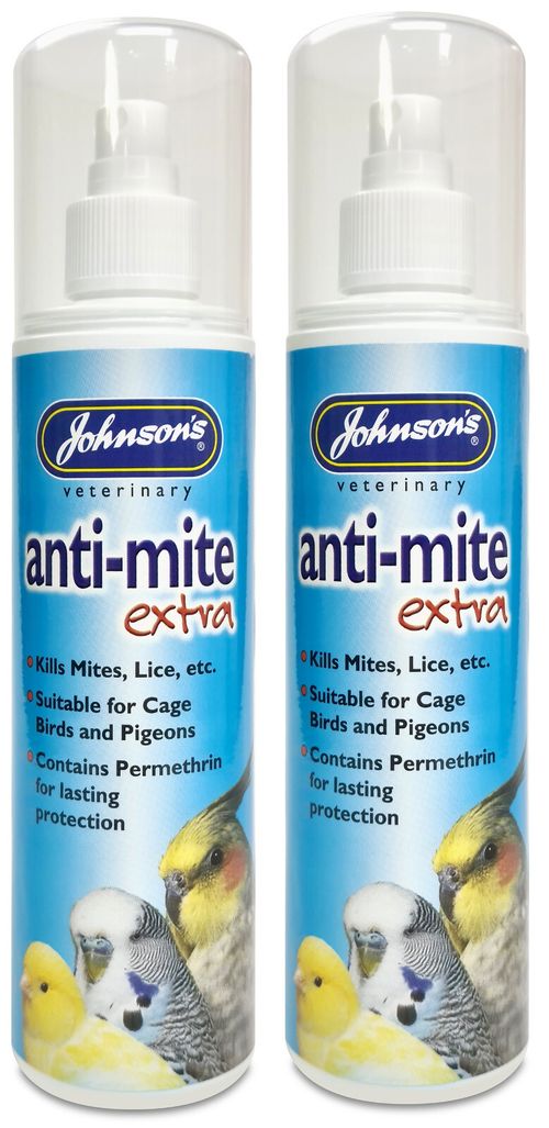 2x JOHNSONS ANTI MITE EXTRA SPRAY CAGE BIRDS & PIGEONS KILLS MITES & LICE 150ML — image 1
