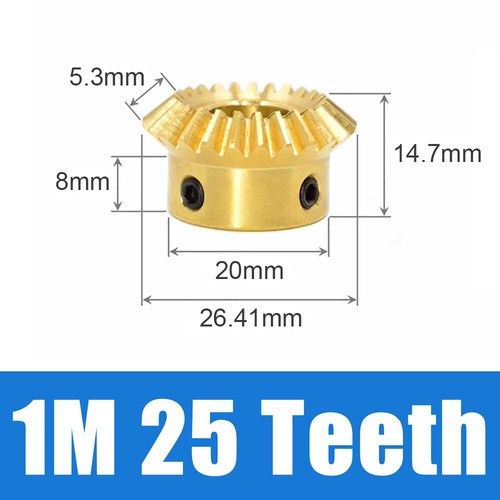 0.5/0.8/1/1.5 Module 15-30 Teeth Brass Umbrella Tooth Bevel Gear Angle Ratio 1:1