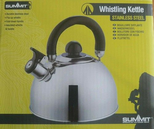 Summit Camping Stove Whistling Kettle Hob Gas Stainless Steel 2 Litre