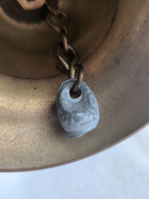 Pair Vintage Solid Brass Hand Bells Made In England School Dinner Call Lead — image 8