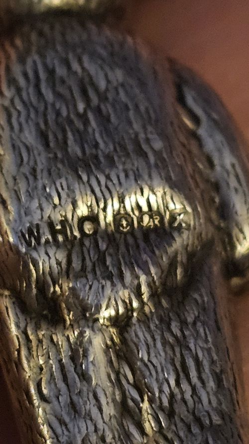 Antique Silver Teddy Bear Baby Rattle Complete With Teething Ring — image 12