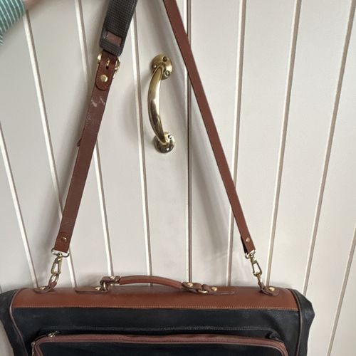 Vintage Leather Garment Bag Suit Carrier Black/Brown — image 12