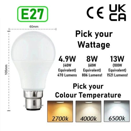 LED GLS LIGHT BULBS 40w 60w 100w WARM/COOL WHITE BC/B22 ES/E27 Bayonet Daylight
