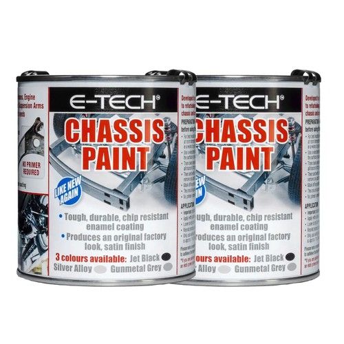 E-TECH SILVER Quick Repair Protect Restore Car Underbody Chassis Paint 500ml x2