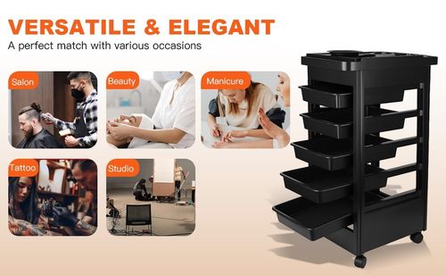 Salon Hairdresser Trolley Beauty Barber Storage Basket Rolling Cart 5 Drawer — image 13