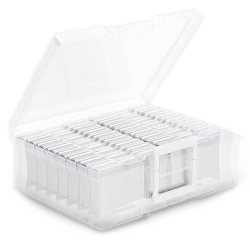 HEFTMAN 4x6 Photo Storage Boxes Clear Holds 1600 Photos Office Supplies Stickers