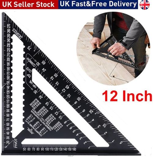 30CM 12" ROOFING SPEED SQUARE ALUMINIUM RAFTER ANGLE MEASURE TRIANGLE GUIDE TOOL