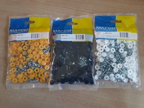 Number Plate Fitting Screws with Caps Black,White & Yellow - Various Quantities