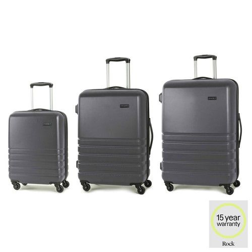 Rock Byron 3 Piece Hardside Luggage Set Charcoal TSA Lock 360 Spinner ABS