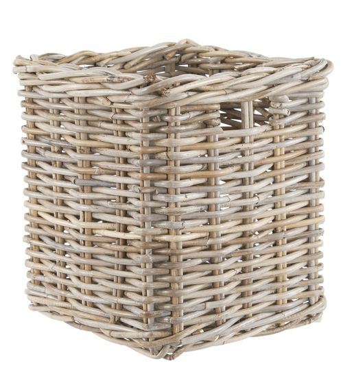 Wicker Storage Basket Square Grey Buff Rattan Cube Shelf Storage — image 1