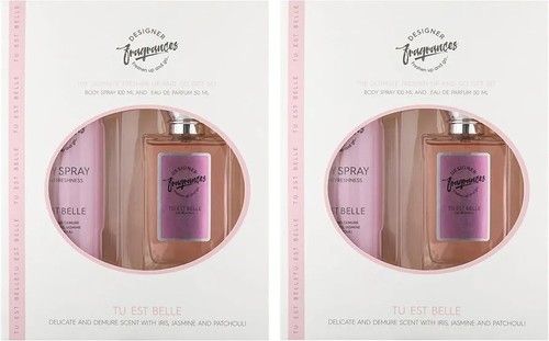 2xDesigner Fragrances TU EST BEL Gift Set 50ml Eau de parfum 100ml body spray