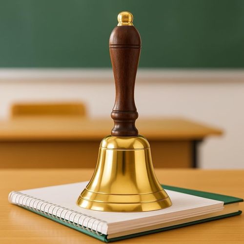 Solid Brass Wooden Handle School Dinner Hand Bell Handbell 16cm Reception Bell — image 4