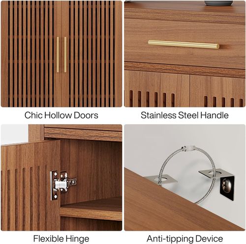 Modern 5-Tier Narrow Shoe Cabinet with Louvered Doors and Drawer for Entryway — image 6