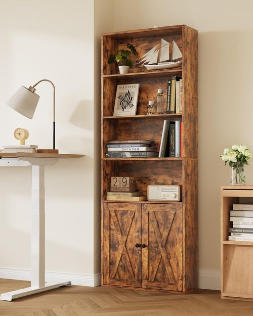 IRONCK IRONCK 6-Tier Bookcase with Doors, 180cm Tall Storage Bookshelf — image 2