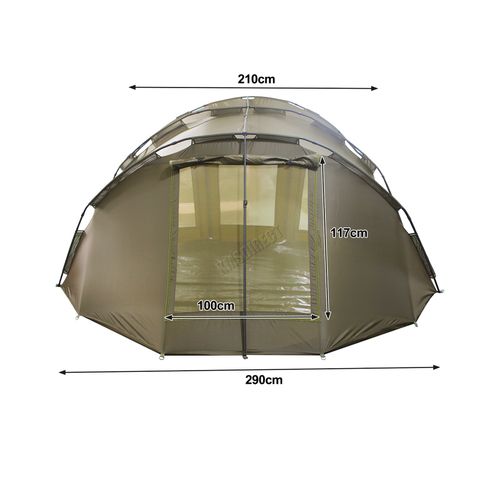 CARPZILLA Fishing Bivvy 2 Man Waterproof Camping Tent Shelter Door Windows Green — image 6