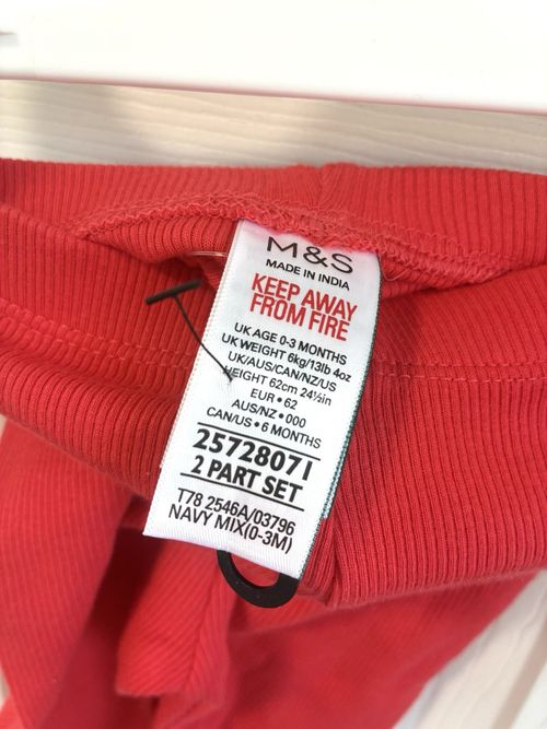 Marks & Spencer Baby Girls Red Ribbed Leggings Trousers 0-3 Months NWOT — image 4