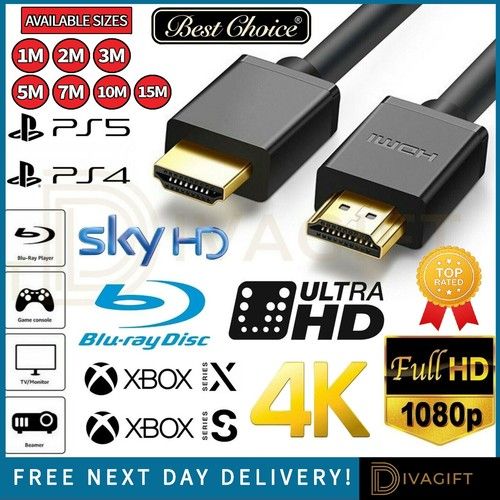 HDMI CABLE HIGH SPEED LEAD HDTV ULTRA UHD 1M 2M 3M 5M 7M 10M 15M PREMIUM 4K 2.0 