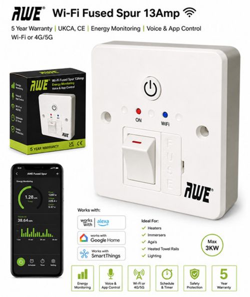 Awe WiFi Smart Fused Spur Timer - Electric Immersers/Towel Rail/Heating/Lighting