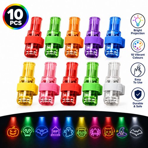 10Pcs Halloween Finger Lights LED Projector Rings Kids Party Favor Trick Treat
